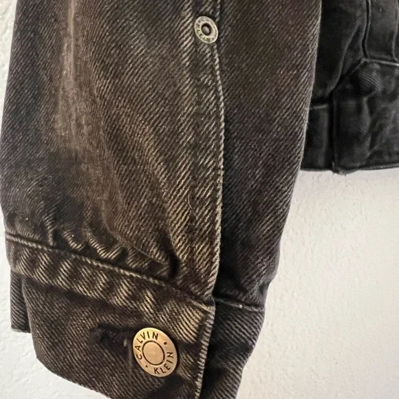 VTG Men’s Large 80s Calvin Klein Black Jean Jacket Core Basics MTV Clubbing - Picture 8 of 9